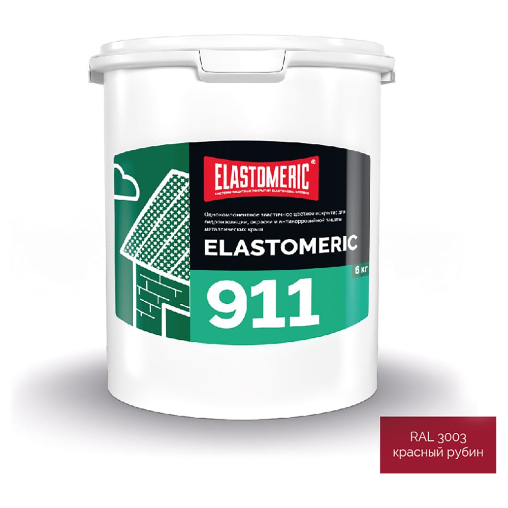 Изображение товара Мастика Elastomeric Systems для кровли 6кг красный рубин эластомерическая