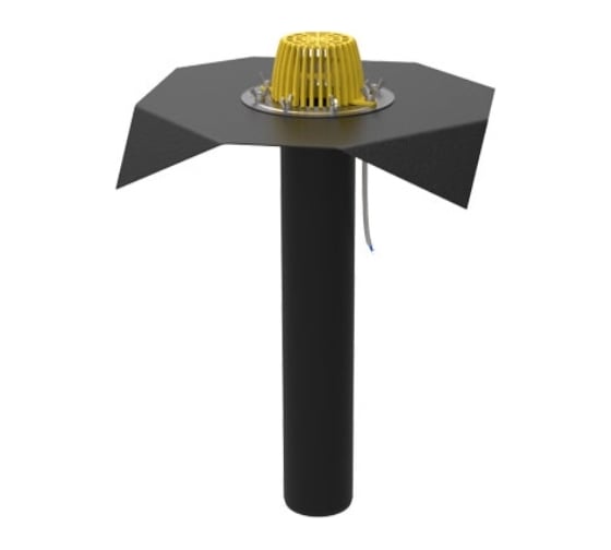 Изображение товара Кровельная воронка Татполимер 110х600 мм с подогревом, с фартуком из полимербитумного полотна ТП-01.100/6/В-Э 27181