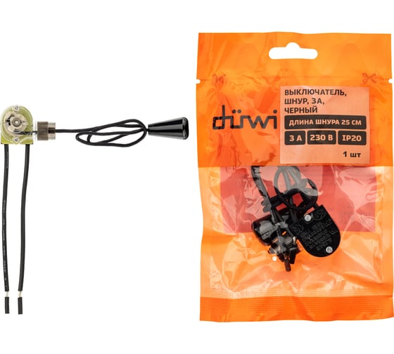 Изображение товара Выключатель-веревочка duwi 3А черный 26806 2