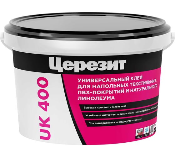 Изображение товара Универсальный дисперсионный клей для текстиля и пвх Церезит Uk 400/3 2144865