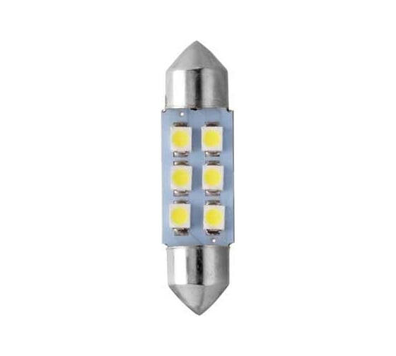 Изображение товара Светодиод МАЯК 12V T11x36 S8.5 6SMD (3528) WHITE (салон, номерн. знак) 4630010931290 12T11x36-W\6SMD