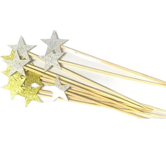 Изображение товара Топперы для торта EUROHOUSE бамбуковые Звездочки 10 шт 160 мм 15986
