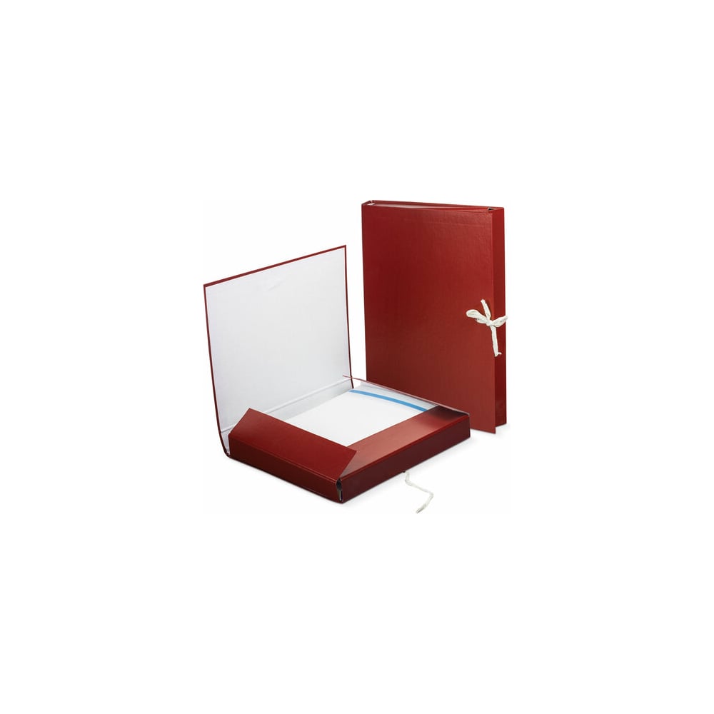 Изображение товара Папка архивная ОФИСМАГ А4 225x310 мм 30 мм 2 завязки бумвинил красная