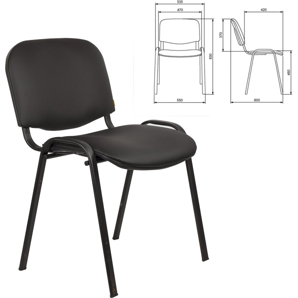 Изображение товара Стул для персонала и посетителей ОФИСМАГ Изо, черный каркас, кожзаменитель черный Z-11 530075