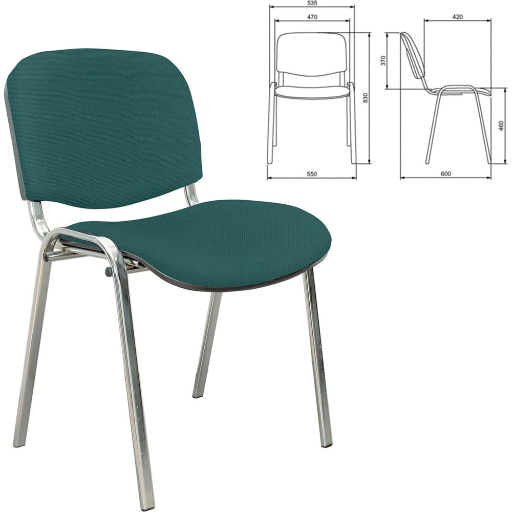Изображение товара Офисный стул Изо с хромированным каркасом и тканевой обивкой зеленый