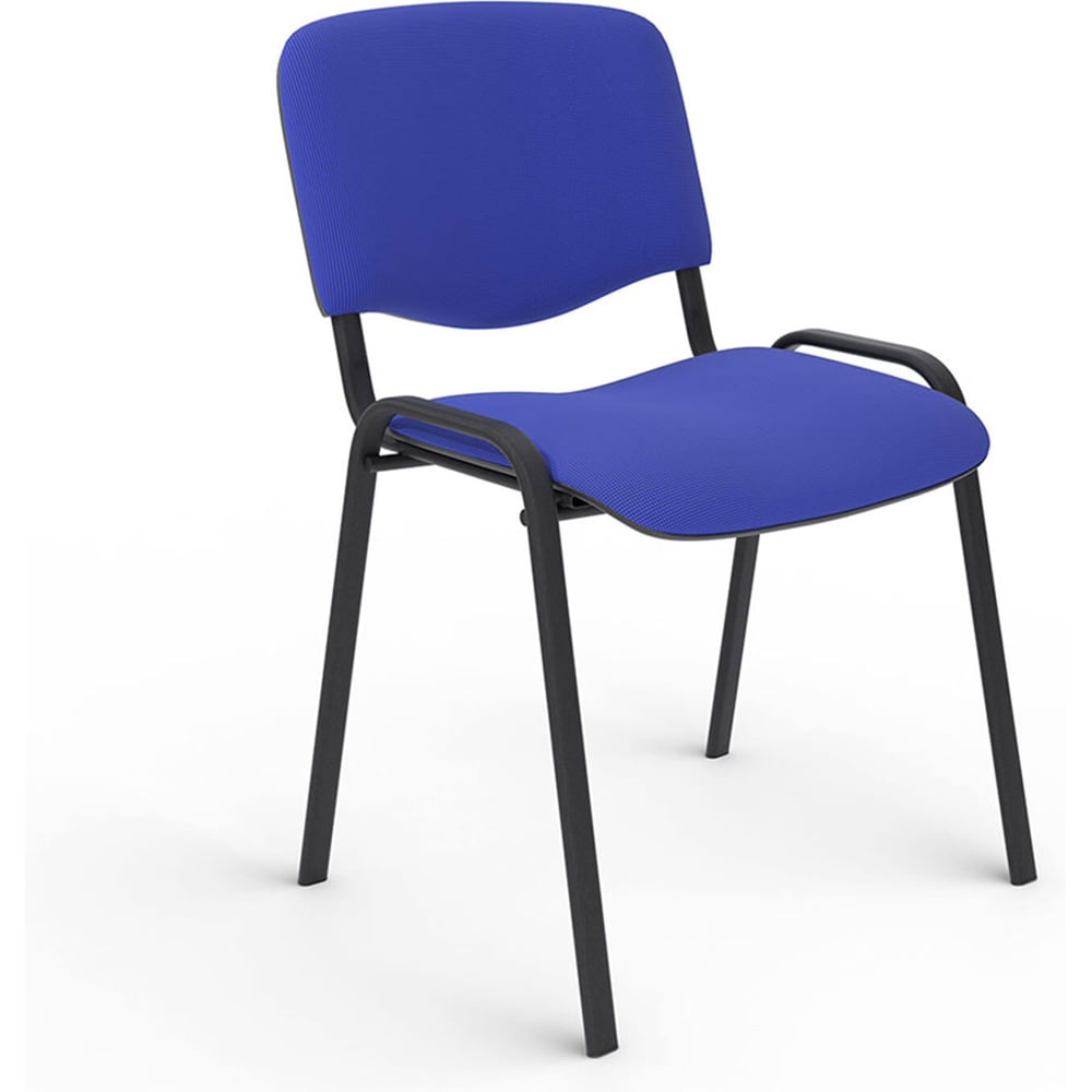 Изображение товара Стул для персонала и посетителей ОФИСМАГ Изо, черный каркас, ткань черно-синяя, В-12/с-14 530062