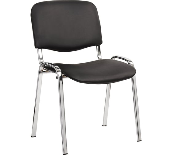 Изображение товара Стул для персонала и посетителей ОФИСМАГ Изо, хромированный каркас, кожзам черный Z-11 К3 530581