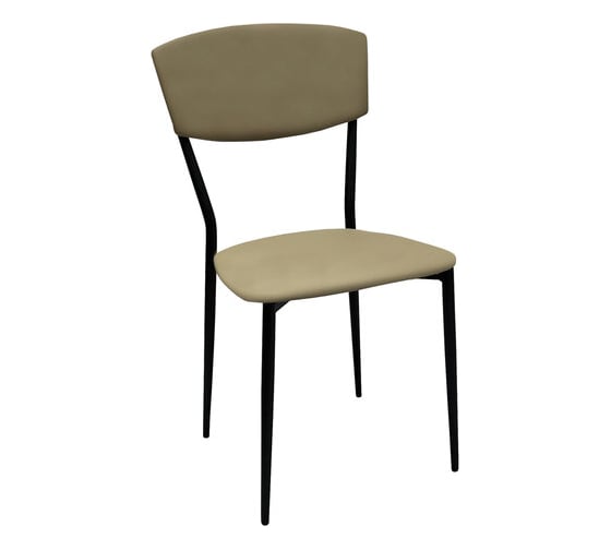 Изображение товара Стул для столовых, кафе, дома ОФИСМАГ Рс23, черный каркас, экокожа серо-бежевая 532784