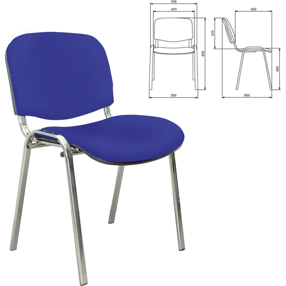 Изображение товара ОФИСМАГ Изо офисный стул с хромированным каркасом и синей тканью