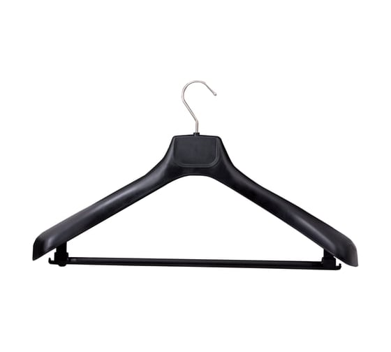 Изображение товара Вешалка-плечики ОФИСМАГ размер 50-52, пластик, анатомическая, перекладина, крючки для бретелей, черный С041 601185