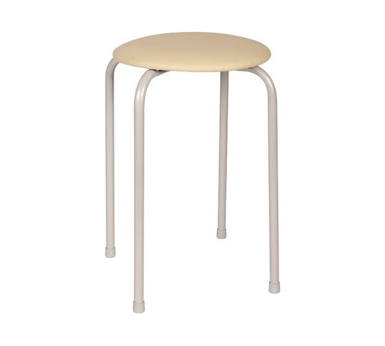 Изображение товара Табурет ОФИСМАГ Рс01-т011в, серебристый каркас, кожзам бежевый 531652