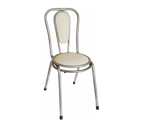 Изображение товара Стул для столовых, кафе, дома ОФИСМАГ Рс06, серебристый каркас, кожзам бежевый 532045