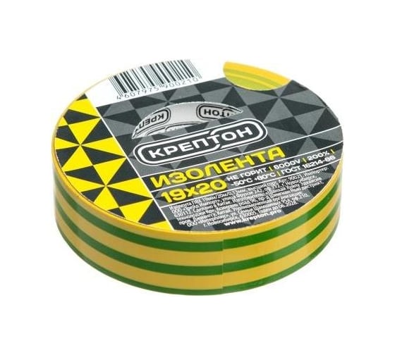 Изображение товара Изолента Крептон 19 мм, 20 м, желто-зеленая 90029