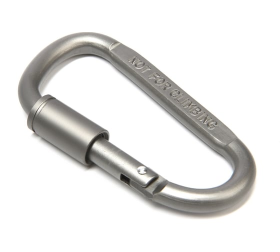 Изображение товара Карабин подвесной тактический ТУНДРА 81x41 мм, D-образный, цвет хром 10066389