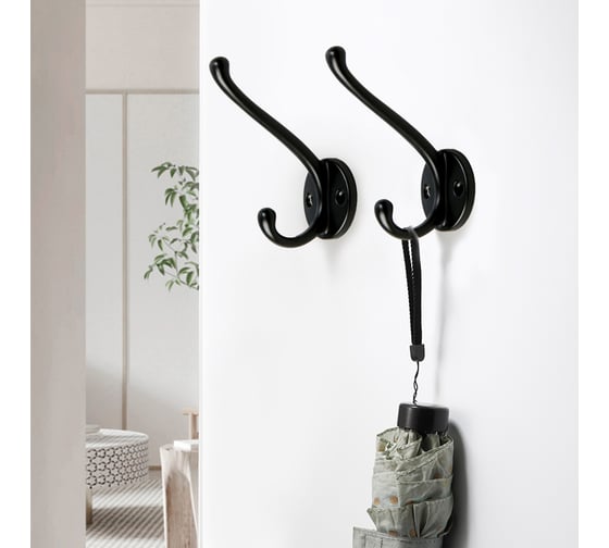 Изображение товара Мебельный крючок CAPPIO LINE, двухрожковый, цвет черный 7599954