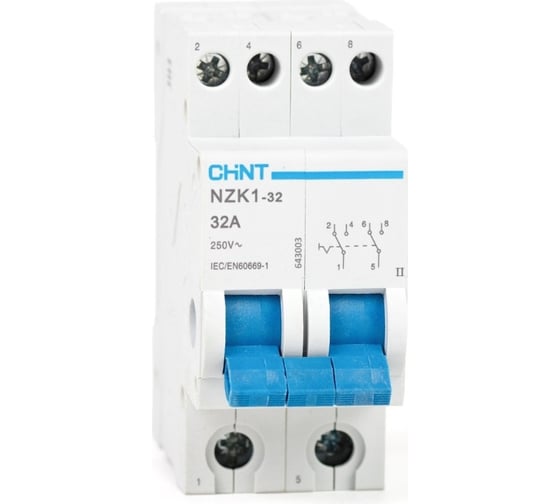 Изображение товара Переключатель CHINT модульный 2п 32А 2 полож. NZK2-32 643003