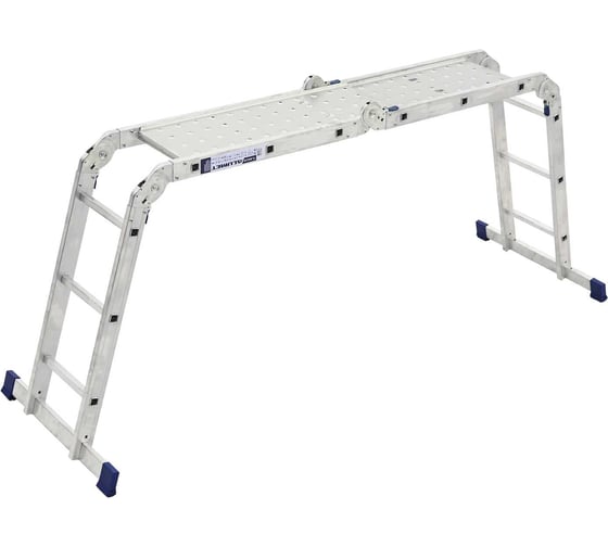 Изображение товара Лестница-трансформер Алюмет четырехсекционная шарнирная с платформой 4х3 ступеней. Серия TL 4033 SP TL4033 SP