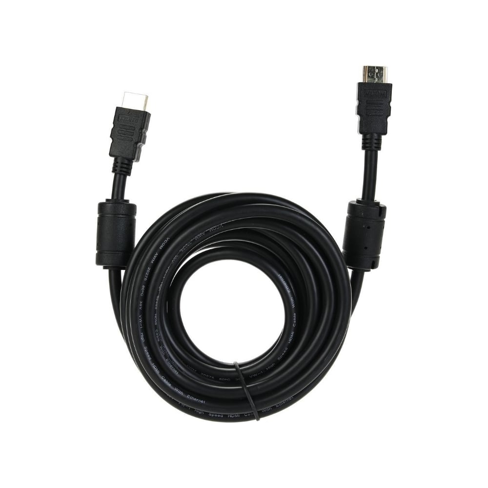 фото Кабель vcom hdmi 19m/m ver:1.4+3d, 5m, 2 фильтра blister vhd6020d-5mb