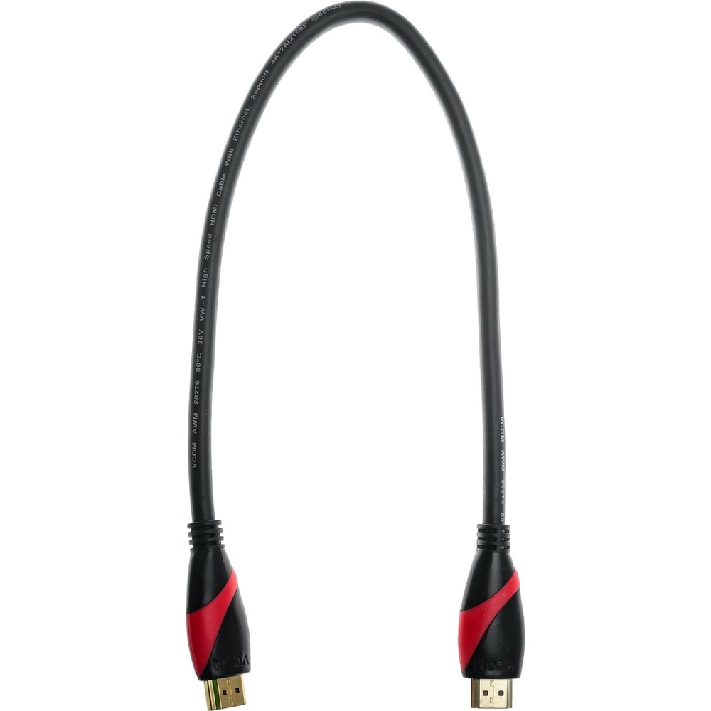 фото Кабель vcom hdmi 19m/m ver. 2.0 black red, 0.5m cg525-r-0.5