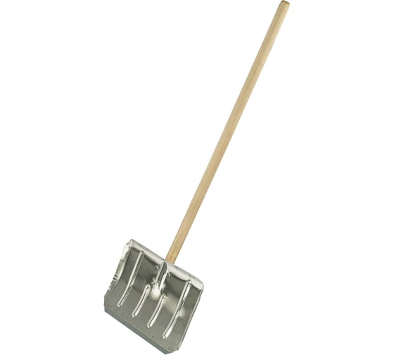 Изображение товара Лопата снегоуборочная ОФИСМАГ алюминиевая, 50x33 см, высота 130 см, усиленная, деревянный черенок, ЛТСЕ 600832