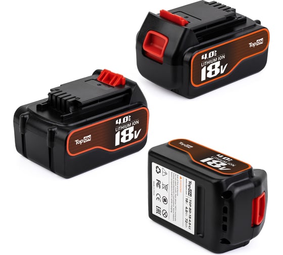 Изображение товара Аккумулятор для электроинструмента Black & Decker TopOn 18V 4.0Ah Li-Ion TOP-PTGD-BD-18-4.0-Li TOP-BD-18-4.0-Li