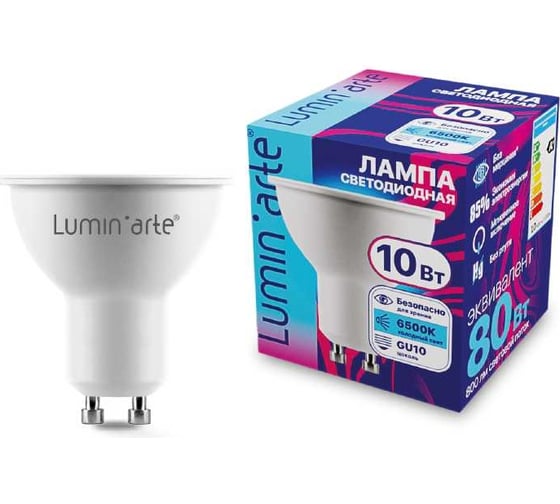 Изображение товара Светодиодная лампа Lumin'arte 10Вт, 6500К Холодный белый свет, цоколь GU10, LSTD-PAR16-10W6KGU10