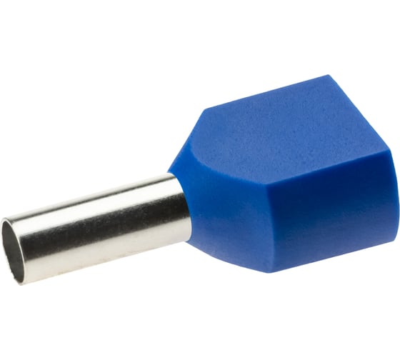 Изображение товара Двойной наконечник-гильза duwi с изолированным фланцем 2х2.5мм² контакт 8мм под опрессовку синий 25шт 26593 5