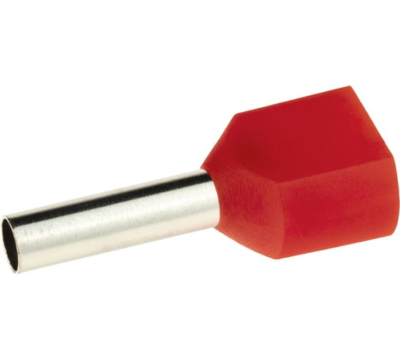 Изображение товара Двойной наконечник-гильза duwi с изолированным фланцем 1мм контакт 8мм под опрессовку красный 25шт 26589 8