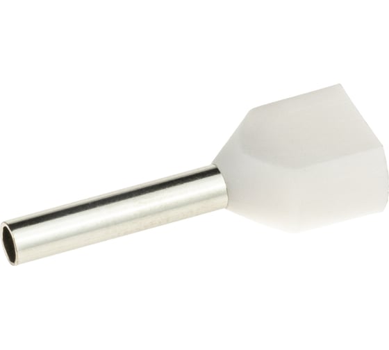 Изображение товара Двойной наконечник-гильза duwi с изолированным фланцем 0,75мм контакт 10мм под опрессовку белый 25шт 26588 1