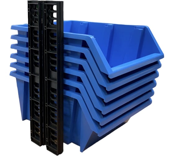 Изображение товара Набор лоток для метизов JETTOOLS 336x234x152мм 6шт, с планкой 4шт, черный ЛМ-4-336-6