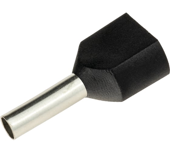 Изображение товара Двойной наконечник-гильза duwi с изолированным фланцем 2х1.5мм² контакт 8мм под опрессовку черный 25шт 26591 1