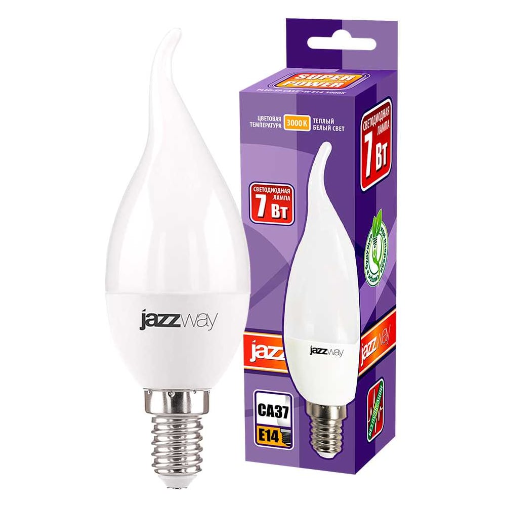 Изображение товара Светодиодная лампа Jazzway PLED-SP 7Вт CA37 свеча на ветру 3000К E14