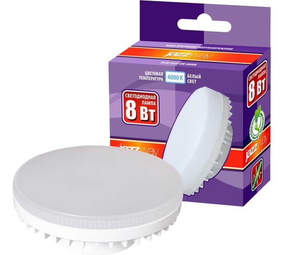 Изображение товара Светодиодная лампа Jazzway PLED-GX53 8Вт таблетка матовая 4000К нейтральный белый GX53 640лм 230В/50Гц 5006065