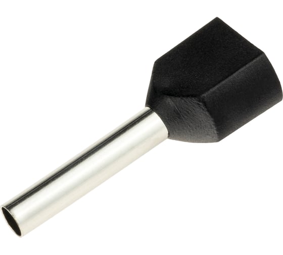 Изображение товара Двойной наконечник-гильза duwi с изолированным фланцем  2х1.5мм² контакт 12мм под опрессовку черный 25шт 26592 8