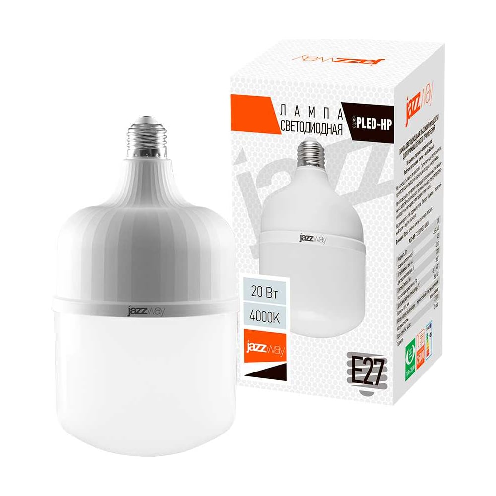 Изображение товара Светодиодная лампа Jazzway высокомощная PLED-HP-T80 20Вт цилиндр 4000К нейтральный белый E27 1700лм 220В/50Гц 1038906A