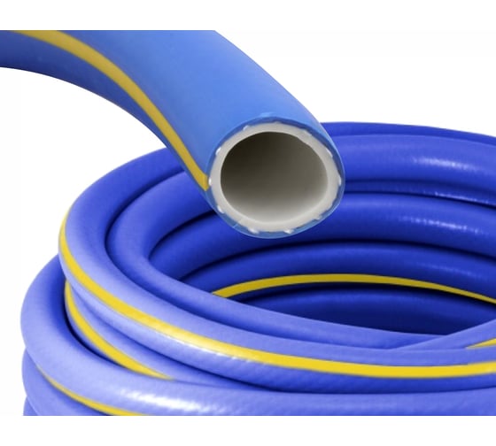 Изображение товара Поливочный шланг Zolder AQUA FORCE 3-слойный, армированный, морозостойкий, синий с желтой полосой 1/2 (25 м) ЭК000143362