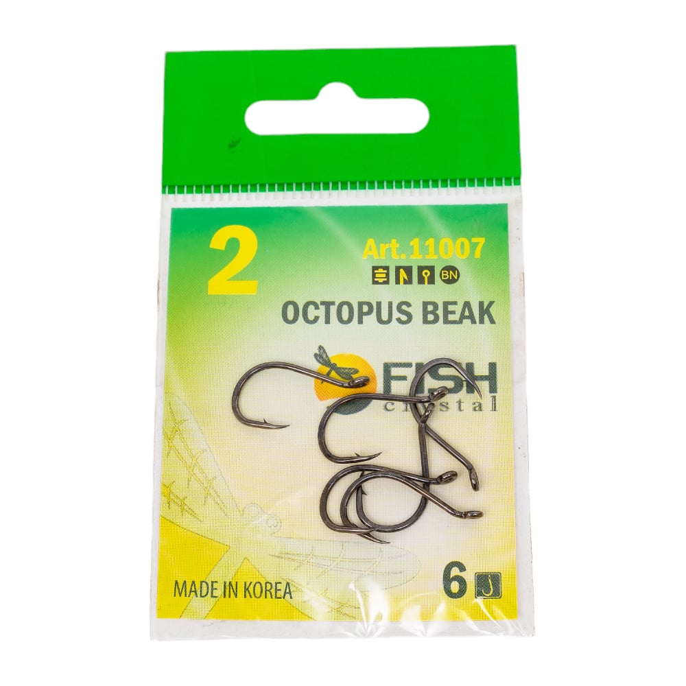 Изображение товара Набор 6 крючков FISHCRYSTAL FS OCTOPUS BEAK № 2 для рыбалки