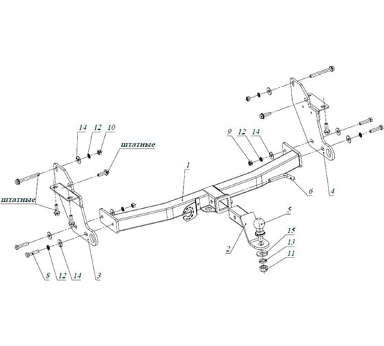 Изображение товара Фаркоп Бизон для Mitsubishi Pajero IV 2007-2020, Mitsubishi Pajero III 2000-2007, тип шара E FA 0978-E(N)