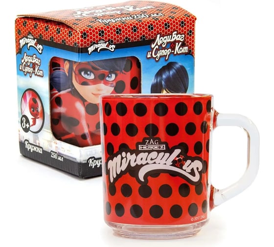 Изображение товара Кружка ND Play леди баг и супер кот, дизайн 2, в подарочной упаковке, 230 мл, стекло 275735