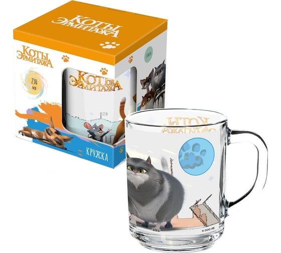 Изображение товара Кружка ND Play коты защитники эрмитажа, в подарочной упаковке, 230 мл, стекло 308581
