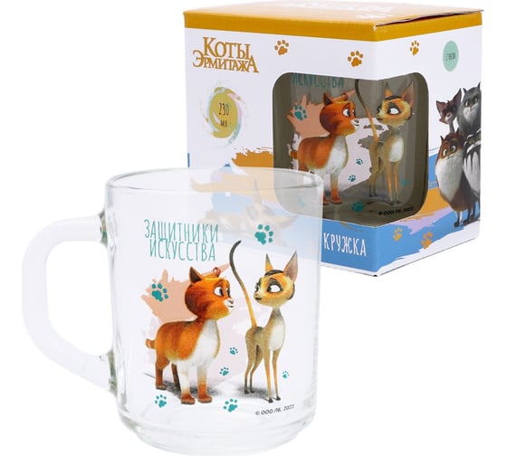 Изображение товара Кружка ND Play коты защитники эрмитажа, в подарочной упаковке, маленькая, 230 мл, стекло 308582