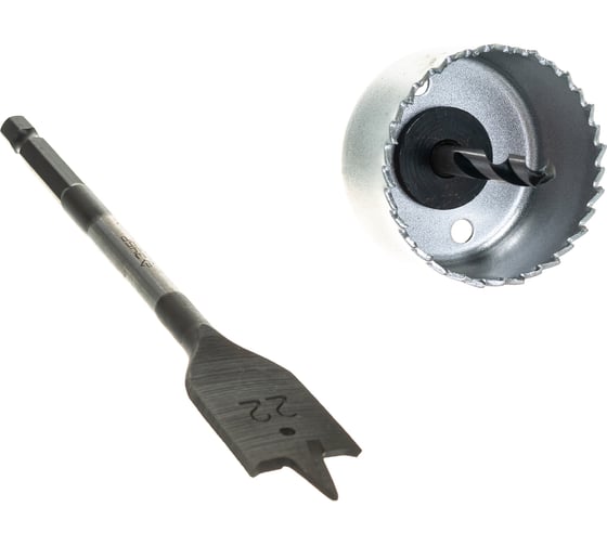 Изображение товара Набор ЗУБР "ЭКСПЕРТ" для врезки замков, коронка по дереву 48мм, державка с центр. сверлом, перьевое сверло 22мм, 3 пред 2954-48-H3_z01