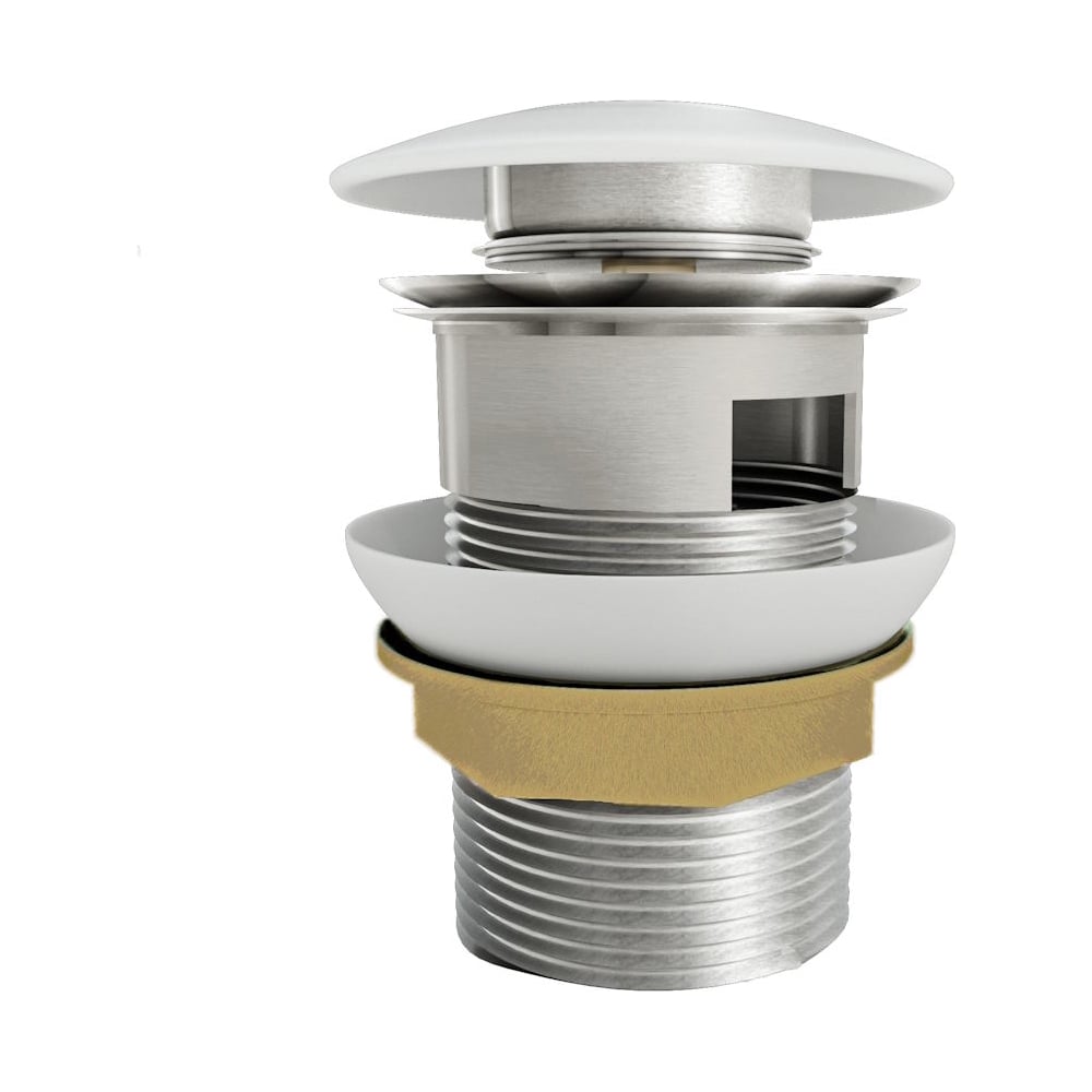 Изображение товара Донный клапан для раковины Teymi с переливом белый диаметр 45 мм