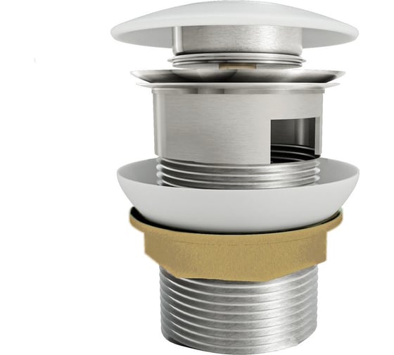 Изображение товара Донный клапан для раковины Teymi с переливом, белый T140103 ЦБ-00269184