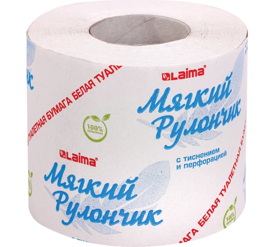 Изображение товара Бумага туалетная LAIMA Мягкий Рулончик белая, 51 метр, 1-слойная 48 шт 114737