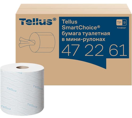Изображение товара Бумага туалетная TORK Tellus 130 м, (Система T9) SmartOne, Комплект 12 шт., Advanced, 2-слойная, белая, 472261