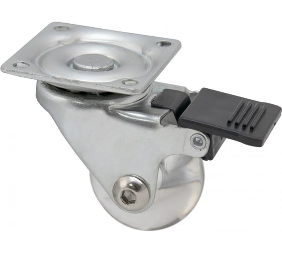 Изображение товара Мебельное колесо AKS диаметр 35 мм, с тормозом, прозрачное 75740