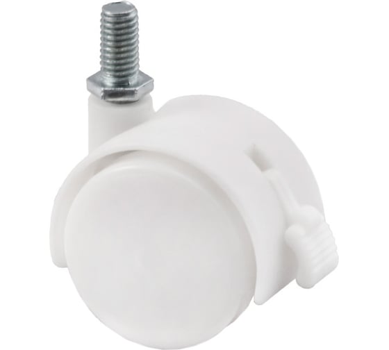 Изображение товара Мебельное колесо AKS 40 мм, с винтом М8, со стопором, белое 63973