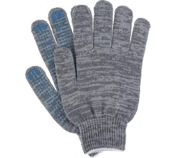 Изображение товара Перчатки рабочие Бибип х/б с ПВХ (точка), одна пара, 6 нитей с этикеткой BB-624