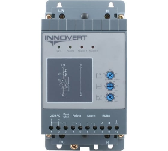 Изображение товара Устройство плавного пуска INNOVERT номинальный ток 6 а, питание управления 24в dc, rs-485 SSD112D21E